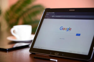 Google Chrome browser open on digital tablet.