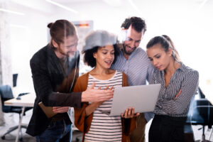 Team working together at the offfice.